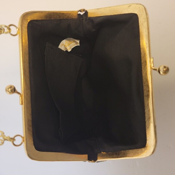 Vintage Walbarg Needlework Tapestry Nature Patern Gold Tone Chain Mini Purse Bag - Picture 6 of 8